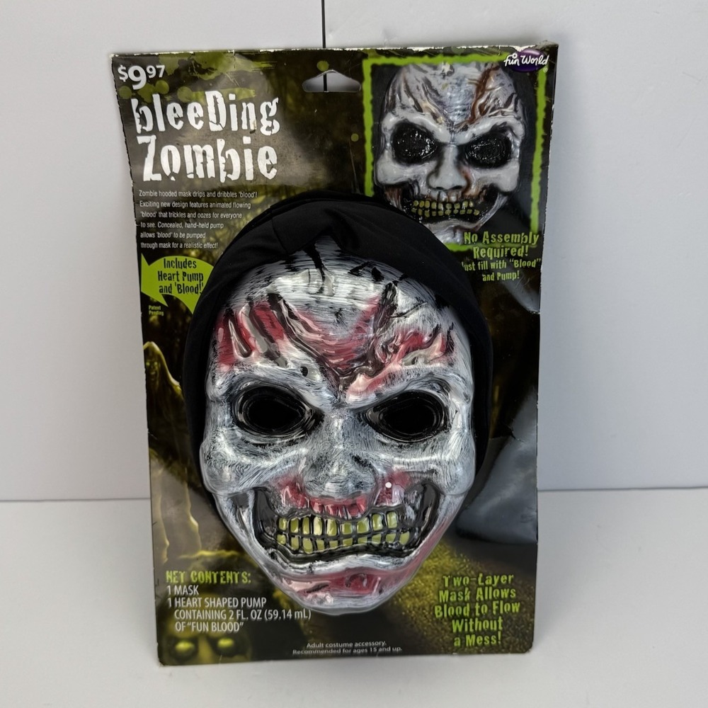 Halloween Dripping Bleeding Blood Zombie Face Mask Heart Pump Vintage 90's